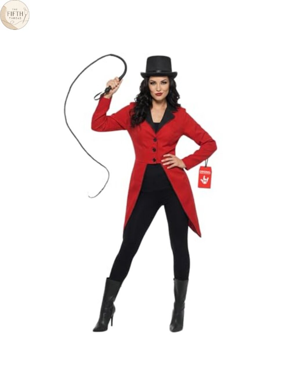 Ringmaster Costume Women Bold Red Tailcoat Jacket Gold Trim Circus